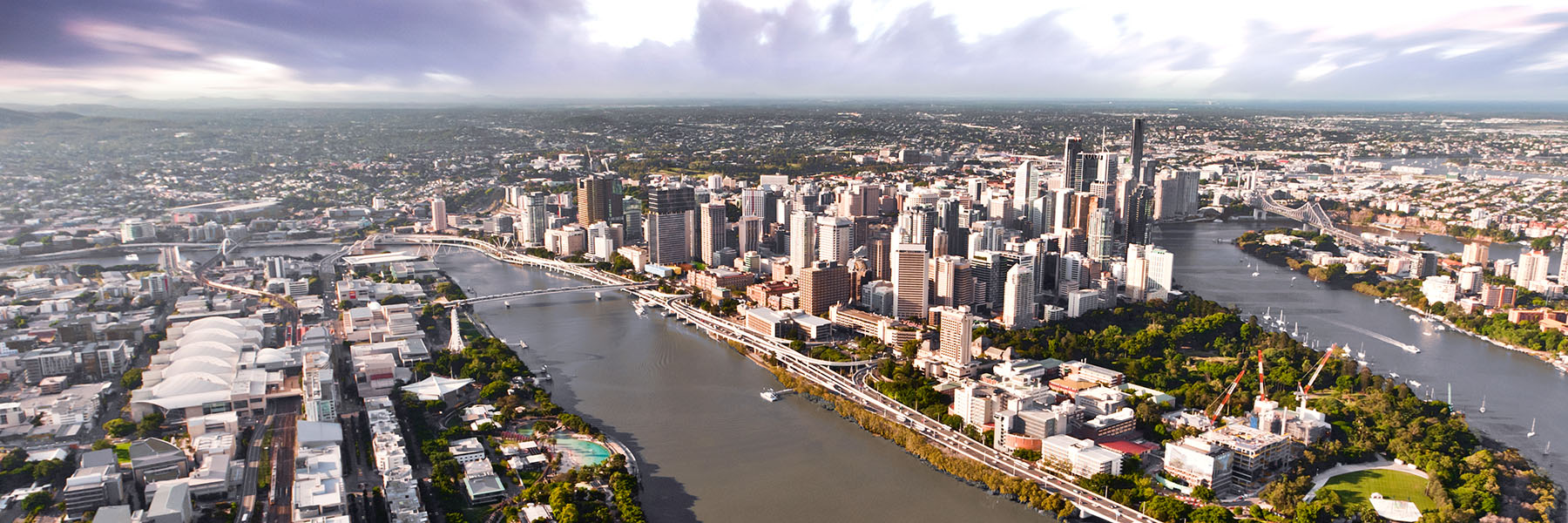 Looking north over South Bank Parklands and Brisbane City